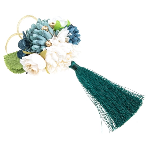 NIAIZEK Japanese Style Green Silk Flower Hair Barrette for Party and Photography