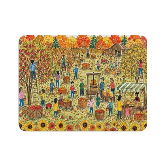 NIANHE Apple Orchard Mouse Pad, Square Smooth Surface Desk Mat, Stitched Edge for Office, Laptop, Computer, Home,