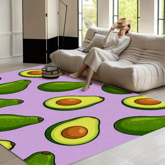 NIANHE Avocado Fruit Pattern   Living room carpet    Washable Area Rug for Living Room, Non Slip Large Decor Carpet for Bedroom Dining Office