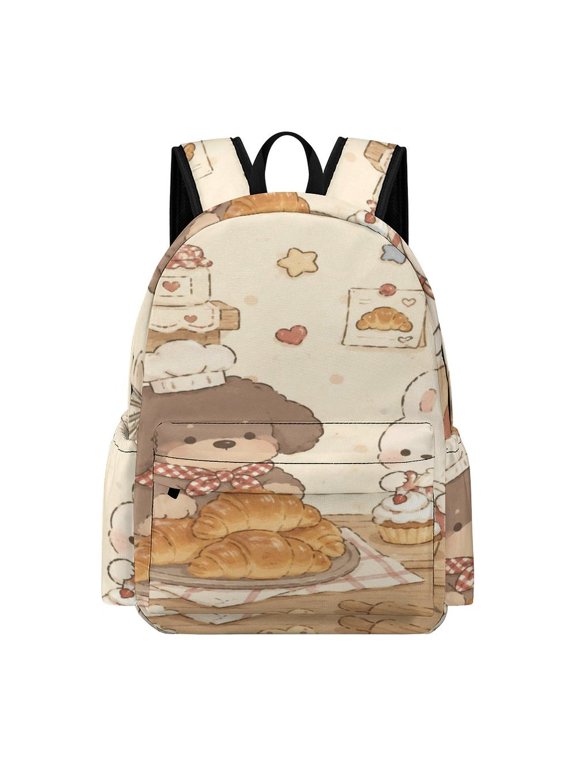 Baking Puppy And Bunny Kitchen Printed Oxford Backpack, Large Capacity Laptop Backpack, Water Resistant, Travel Daypack for College Work Commuting Adults,