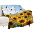 thumbnail image 1 of NIANHE Bee and sunflower blanket, comfortable and soft, warm casual blanket, printed design, winter sofa dormitory home decoration, must-have travel product. Size is 40x50 inches., 1 of 9