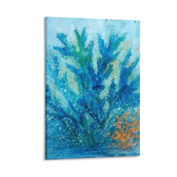 NIANHE  Blue Sea Coral with Bubbles Wall Art, Vertical HD Print Framed Canvas Wall Art, Ready to Hang for Bedroom Dorm  Living Room, Decor for Adults And Family