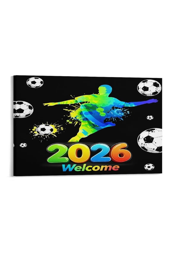 Colorful Soccer 2026,Football Enthusiast Wall Art, High-definition Printed Frameless Canvas Wall Art, Suitable for Hanging in Bedrooms, Dormitories, and Living Rooms, for Adult and Home Decor