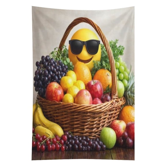 NIANHE Cool Fruit Basket  Tapestry in Green Fields, Polyester Printed Wall Hanging, Suitable for Bedroom,Dormitory, and Living Room, Aesthetic Home Decoration for Adults and Families