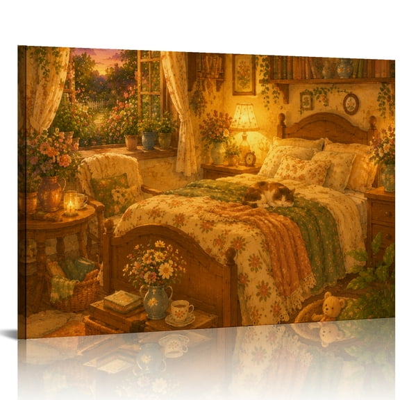 NIANHE Cozy Sunset Bedroom  HD Print Framed Canvas Wall Art, Wall Art,  Ready An Excellent Gift Choice Suitable For Living Room Bedroom Kitchen Classroom Studio Family