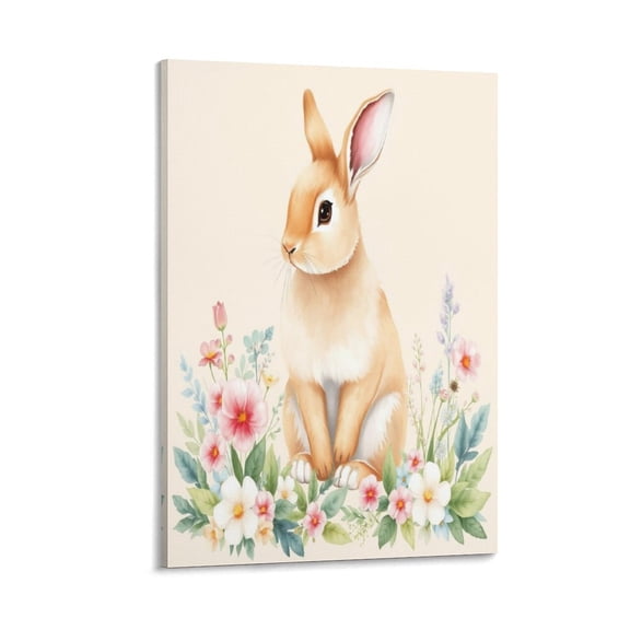 NIANHE Cute Spring Bunny Wall Art, Vertical HD Print Framed Canvas Wall Art, Ready to Hang for Bedroom Dorm Living Room, Decor for Adults And Family