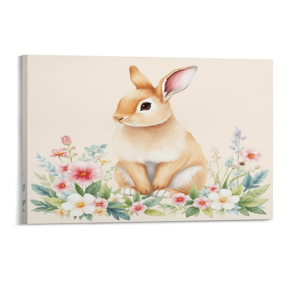NIANHE Cute Spring Bunny Wall Art, Vertical HD Print Framed Canvas Wall Art, Ready to Hang for Bedroom Dorm Living Room, Decor for Adults And Family
