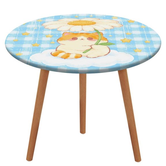 NIANHE Daisy Cat On Cloud Table Cloth, Waterproof Oil-Proof, Wipeable Spill-Proof Table Cover for Dining Table, Heavy Duty Durable Tablecloth for Kitchen, Party, Picnic, Home Decor,