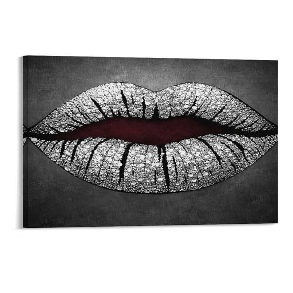 NIANHE  Diamond-Encrusted Lips  Wall Art, High-definition Printed Frameless Canvas Wall Art, Suitable for Hanging in Bedrooms, Dormitories, and Living Rooms, for Adult and Home Decoration
