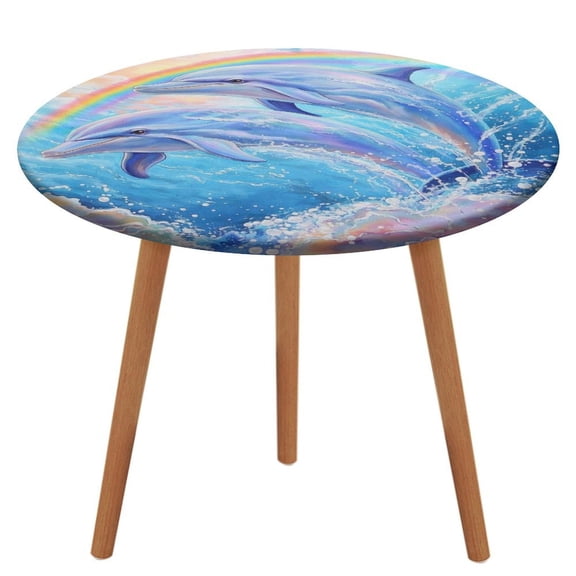 NIANHE  Dolphins & Rainbow Over Waves  Waterproof Oil-Proof Table Cloth, Wipeable Spill-Proof Table Cover for Dining Table, Heavy Duty Durable Tablecloth for Kitchen, Party, Picnic, Home Decor