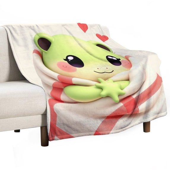 NIANHE Frog Bath Towel blanket, printed design, winter sofa dormitory home decoration, must-have travel product. Size is 50x60 inches.