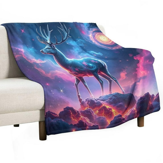 NIANHE Galactic Guardian Deer blanket, comfortable and soft, warm casual blanket, printed design, winter sofa dormitory home decoration, must-have travel product. Size is 50x60 inches.