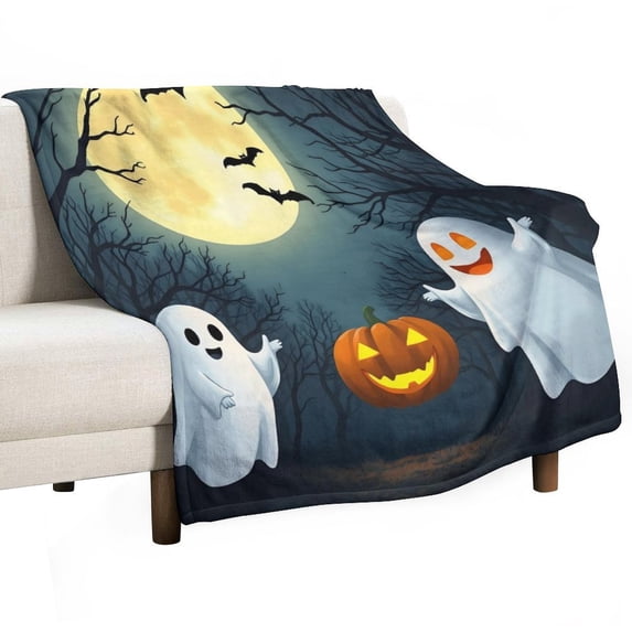 NIANHE Halloween pumpkin ghosts blanket, comfortable and soft, warm casual blanket, printed design, winter sofa dormitory home decoration, must-have travel product. Size is 40x50 inches.