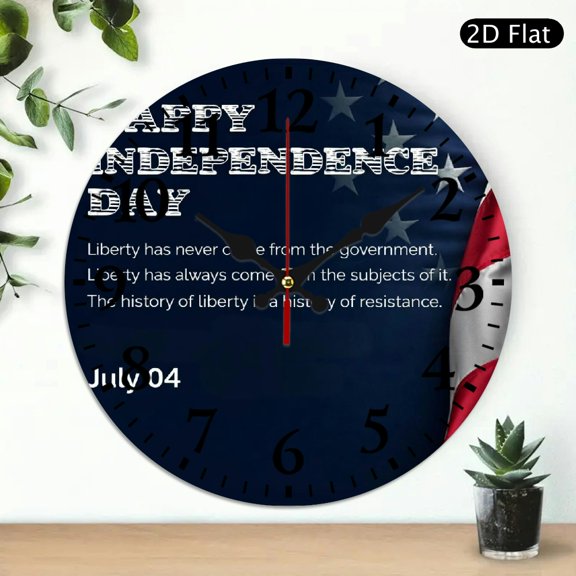 NIANHE July 4 Wall Clock Battery Operated, Wall Decor for Linving Room Wall hanging decor, Lobby Corridor Dining Room Bedroom Office Classroom