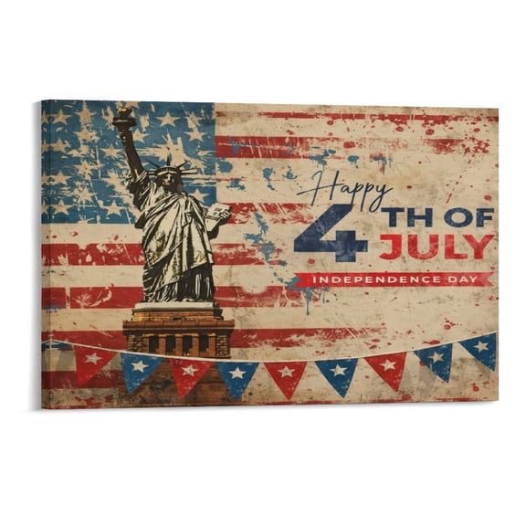 NIANHE Liberty 4th July,Independence Day Wall Art, High-definition Printed Frameless Canvas Wall Art, Suitable for Hanging in Bedrooms, Dormitories, and Living Rooms, for Adult and Home Decoration