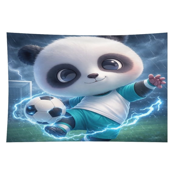 NIANHE   Little Panda on The Field  ，Football Enthusiast Tapestry, Polyester Print Wall Hanging Tapesties for Bedroom Dorm  Living Room, Aesthetic Home Decor for Adults And Family