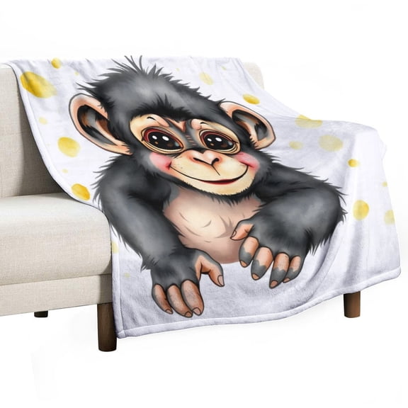 NIANHE Little monkey blanket, comfortable and soft, warm casual blanket, printed design, winter sofa dormitory home decoration, must-have travel product. Size is 50x60 inches.