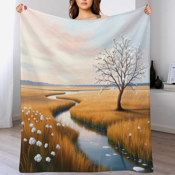 NIANHE Lone tree blanket, printed design, winter sofa dormitory home decoration, must-have travel product. Size is 30x40 inches.