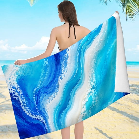 NIANHE Ocean Wave Texture Beach Towel - Ultra-Soft Microfiber Machine Washable, Beach Pool Great Gift