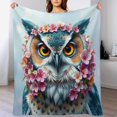 thumbnail image 1 of NIANHE Owl, flower crown blanket, comfortable and soft, warm casual blanket, printed design, winter sofa dormitory home decoration, must-have travel product. Size is 30x40 inches., 1 of 5
