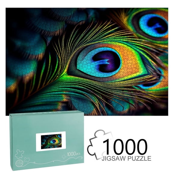 NIANHE Peacock Eye Flowing Light Wooden Jigsaw Puzzle, HD Printed Art Puzzle, Interactive Family Game, Wall Decor for Bedroom Living Room, Educational, Fun Gift for Adults and Family,