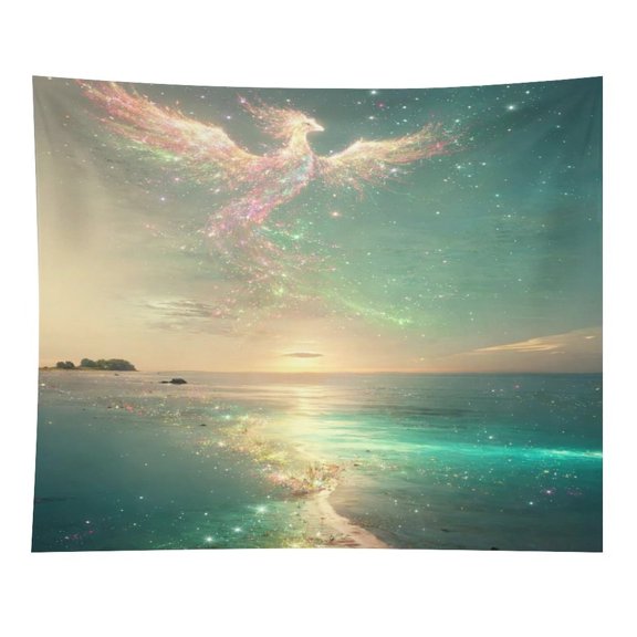 NIANHE Phoenix Over The Coast Tapestry, Polyester Print Wall Hanging Tapesties for Bedroom Dorm Living Room, Aesthetic Home Decor for Adults And Family,