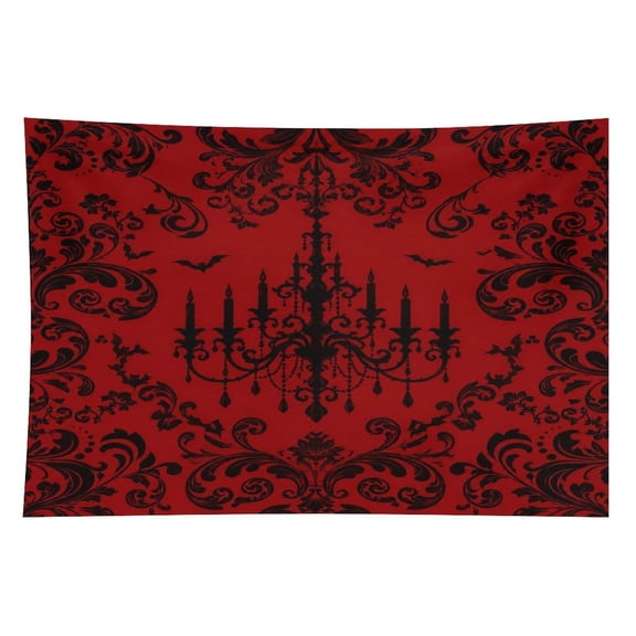 NIANHE Red Damask Chandelier Bat Pattern Tapestry, Polyester Print Wall Hanging Tapesties for Bedroom Dorm  Living Room, Aesthetic Home Decor for Adults And Family,