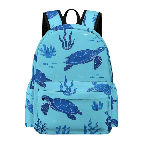NIANHE Sea Turtle Underwater Pattern Printed Oxford Backpack, Large Capacity Laptop Backpack, Water Resistant, Travel Daypack for College Work Commuting Adults,