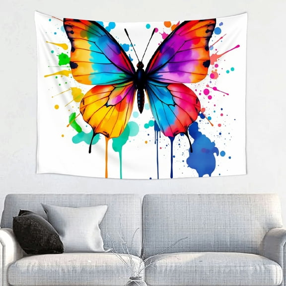 NIANHE Splatter Paint Butterfly Dance Printed Tapestry Wall Hanging, 100% Polyester Polyester Fabric Wall Hanging Decor, Bedroom Dorm Living Room Office Apartment Home