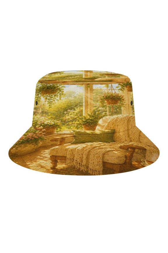 Sunny Bay Window Lounge Bucket Hat, Soft, Printed, Packable Fisherman Sun Hat for Beach Travel Hiking Vacation, Sun Hat for Women Men,