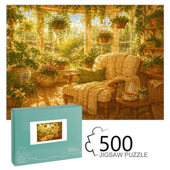 NIANHE Sunny Bay Window Lounge Wooden Jigsaw Puzzle, HD Printed Art Puzzle, Interactive Family Game, Wall Decor for Bedroom Living Room, Educational, Fun Gift for Adults and Family,