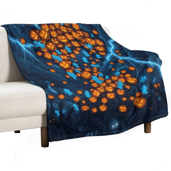 NIANHE Tornado Pumpkin Ghost blanket, comfortable and soft, warm casual blanket, printed design, winter sofa dormitory home decoration, must-have travel product. Size is 50x60 inches.
