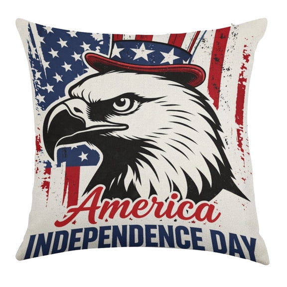 NIANHE  Uncle Sam Eagle,Independence Day Decorative Pillow, Waterproof Linen Pillowcase, Soft and Comfortable, Suitable for Sofas, Dormitories, Bedrooms, and Home Decoration
