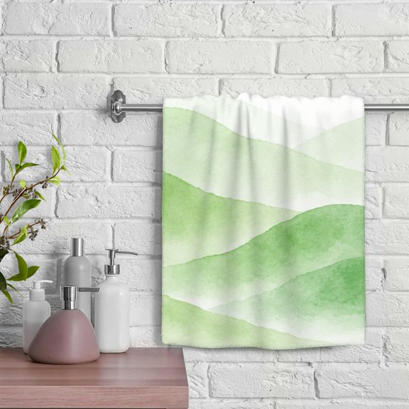 NIANHE Watercolor Green Mountain Scene Hand Towel, 100% Polyester For Bathroom Hotel Gym Spa Funny Kitchen Towels, Soft Bath Towel For Kitchens Bathrooms Showers