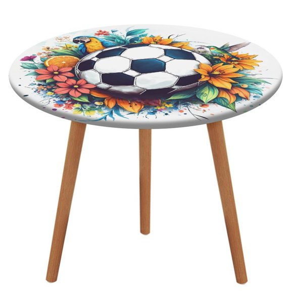NIANHE Watercolor Orange Flower Soccer,Football Enthusiast Waterproof Oil-Proof Table Cloth, Wipeable Spill-Proof Table Cover for Dining Table, Heavy Duty Durable Tablecloth for Kitchen, Party, Pic