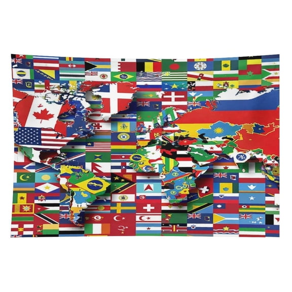 NIANHE World Map with Flags Art Print ,Football Enthusiast Tapestry, Polyester Print Wall Hanging Tapesties for Bedroom Dorm Living Room, Aesthetic Home Decor for Adults And Family
