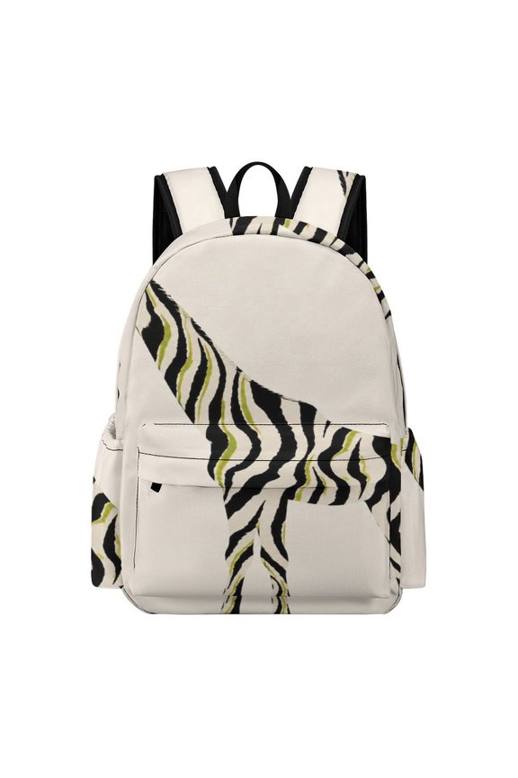 Zebra Stripe Giraffe Silhouette Printed Oxford Backpack, Large Capacity Laptop Backpack, Water Resistant, Travel Daypack for College Work Commuting Adults,