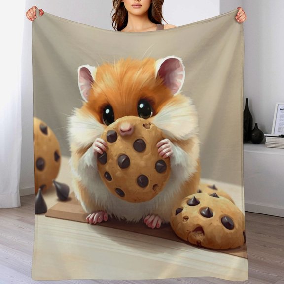 NIANHE hamster cookie shelf blanket, comfortable and soft, warm casual blanket, printed design, winter sofa dormitory home decoration, must-have travel product. Size is 30x40 inches.