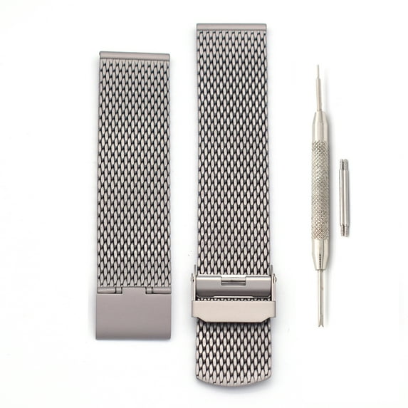 NIAUGE 22MM Titanium Mesh Watch Band for Mens Women, Mesh Watch Straps