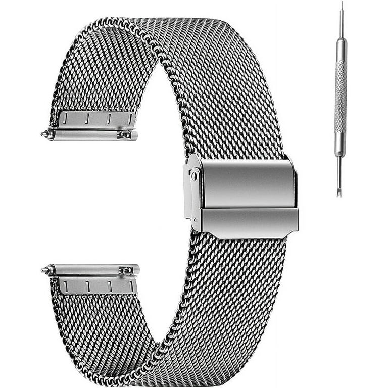NIAUGE Pure Titanium Watch Band Men Women 19mm Quick Release Mesh Watches Strap Soft Lightweight Skin Friendly Wristwatch Adjustable Vented Titanium Metal Bracelet Compatible for Apple Samsung Galaxy ...