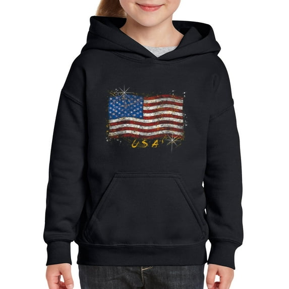 NIB - Big Boys Hoodies and Sweatshirts - American Flag USA in Gold