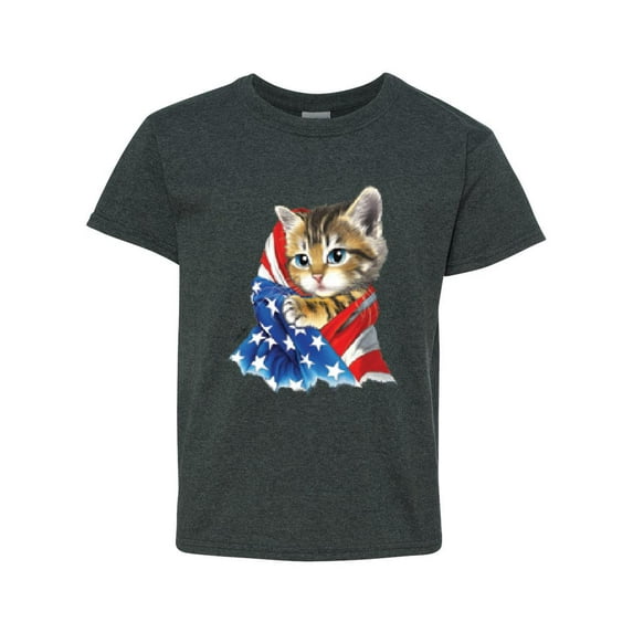 NIB - Big Boys T-Shirts and Tank Tops - American Flag 4th of July Kitty
