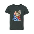 thumbnail image 1 of NIB - Big Boys T-Shirts and Tank Tops, up to Big Boys Size 24 - American Flag 4th of July Kitty, 1 of 5
