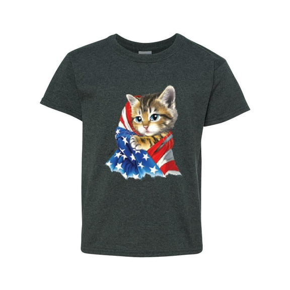 NIB - Big Boys T-Shirts and Tank Tops, up to Big Boys Size 24 - American Flag 4th of July Kitty