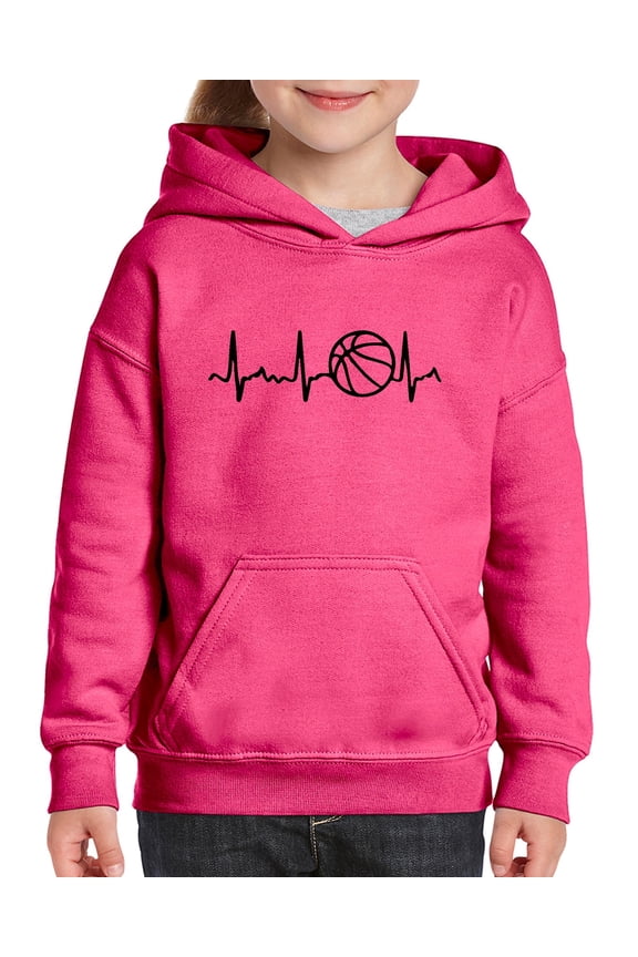 - Big Girls Hoodies and Sweatshirts - Basketball Heartbeat