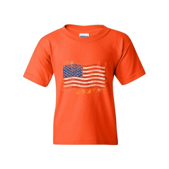 NIB - Big Girls T-Shirts and Tank Tops - American Flag USA in Gold