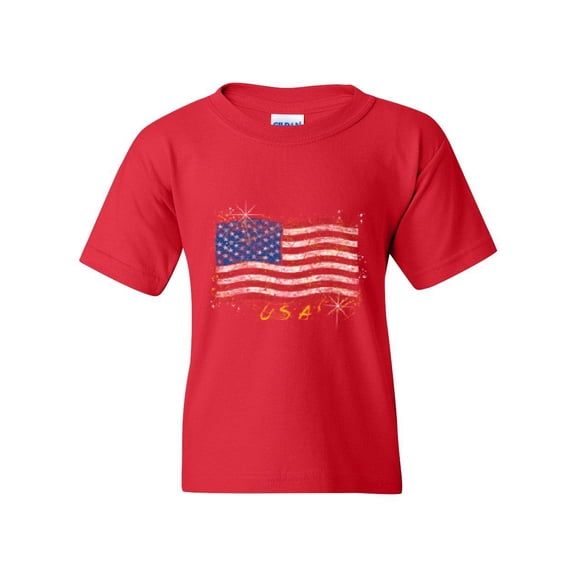 NIB - Big Girls T-Shirts and Tank Tops - American Flag USA in Gold