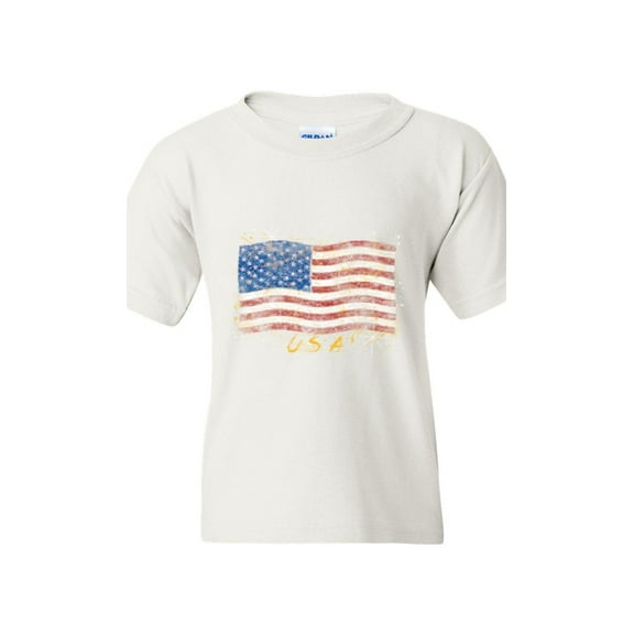 NIB - Big Girls T-Shirts and Tank Tops - American Flag USA in Gold