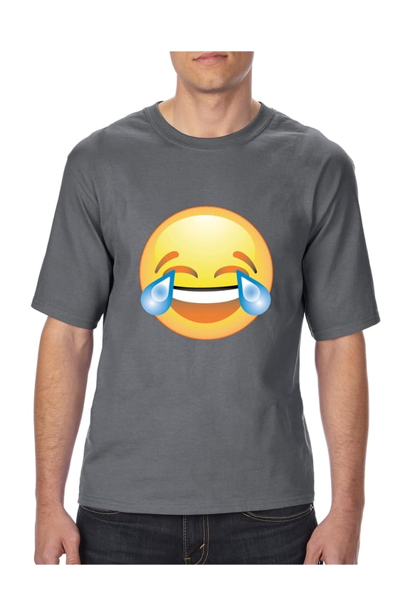 - Big Men's T-Shirt, up to Tall Size 3XLT - Emoji Laughing Tears