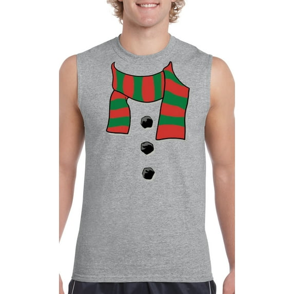NIB - Men's Graphic T-Shirt Sleeveless - Christmas Snowman Scarf